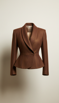 Deep Sienna Wool Sculptural Blazer