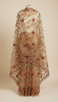 Gold organza dupatta with scalloped edges