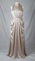 Platinum Mist Silk Draped Dress