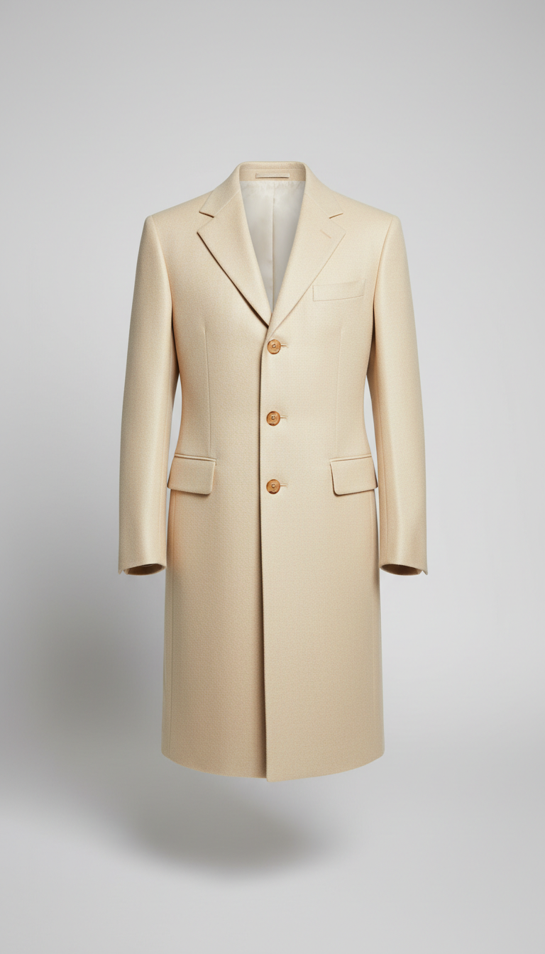 Ivory Silk Tailored Wool Coat
