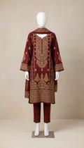 Embroidered Maroon Lawn Three-Piece Suit