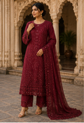 Lawn 3 piece Stitched with Monarak Dupaatta