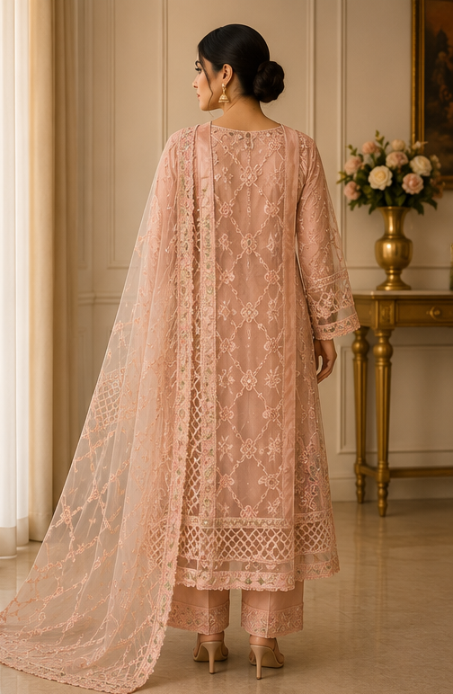 Antique Gold Chiffon Evening Outfit