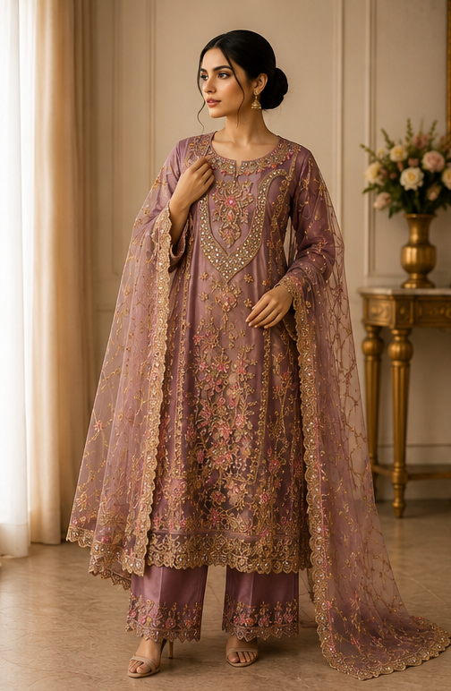Ivory Silk Unstitched Fabric With Border Embroidery