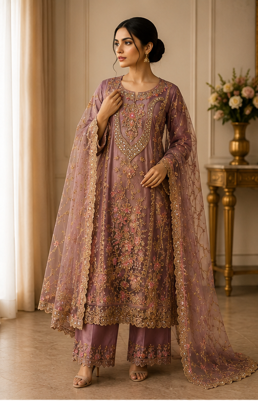 Ivory Silk Unstitched Fabric With Border Embroidery