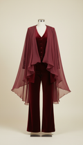 Maroon velvet chiffon suit