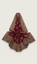 Chiffon Dupatta with Maroon and Gold Threadwork