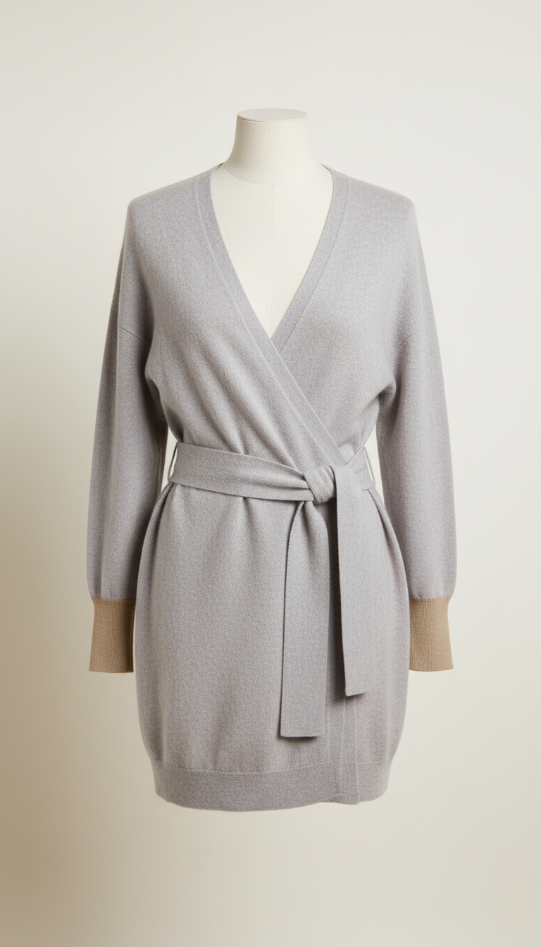 Cloud Grey Cashmere Wrap Tunic