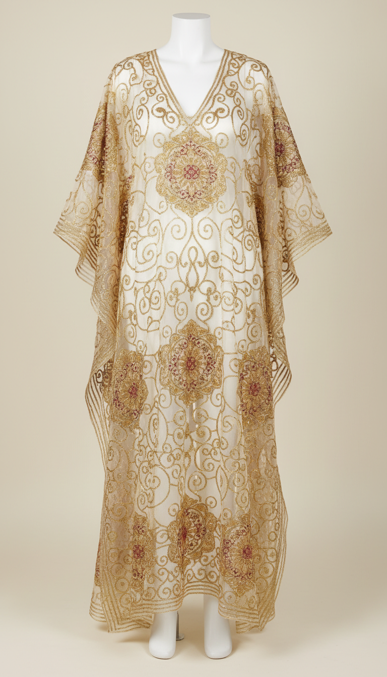 Gold filigree organza kaftan